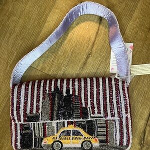 Beaded Cityscape Shoulder Bag